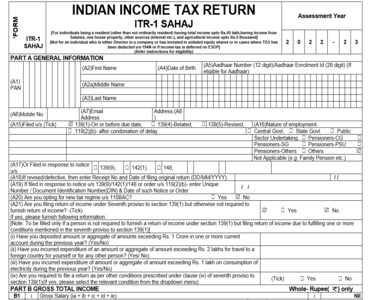 File Income Tax Return Using Form ITR 1